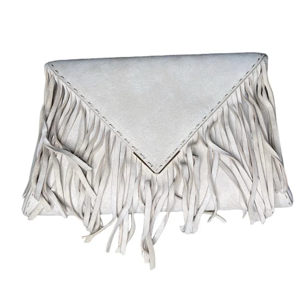 Tyler Ellis Lee Pouchet Cream Silk and Velvet small clutch